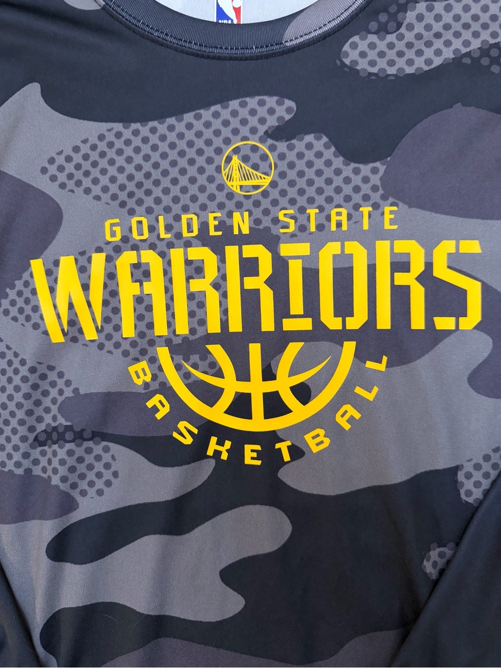 Boys NBA Golden State Warriors Camo Long Sleeve Shirt Youth XL 18/20 - Picture 4 of 7